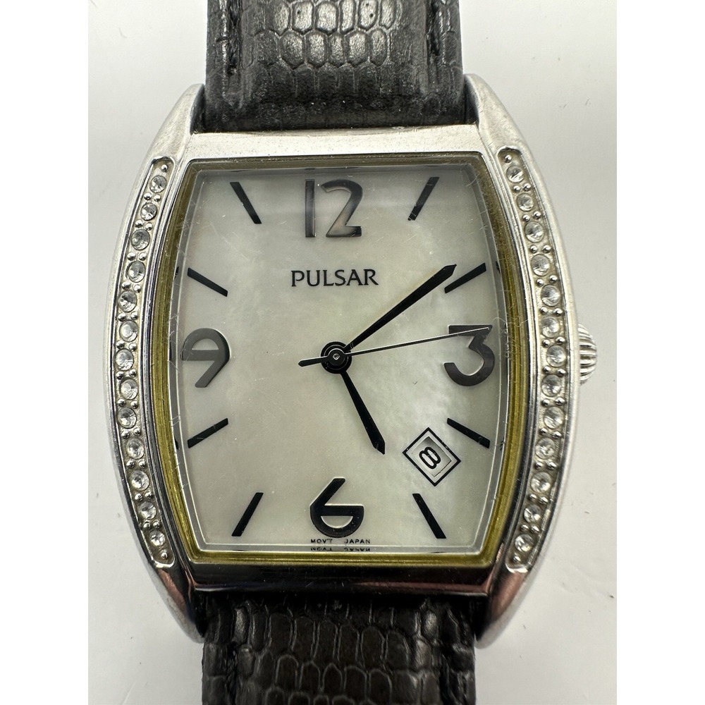 Pulsar‎ VX32-X310 New Battery 31MM 7.25" Ladies Watch Brown Leather Band MOP Q